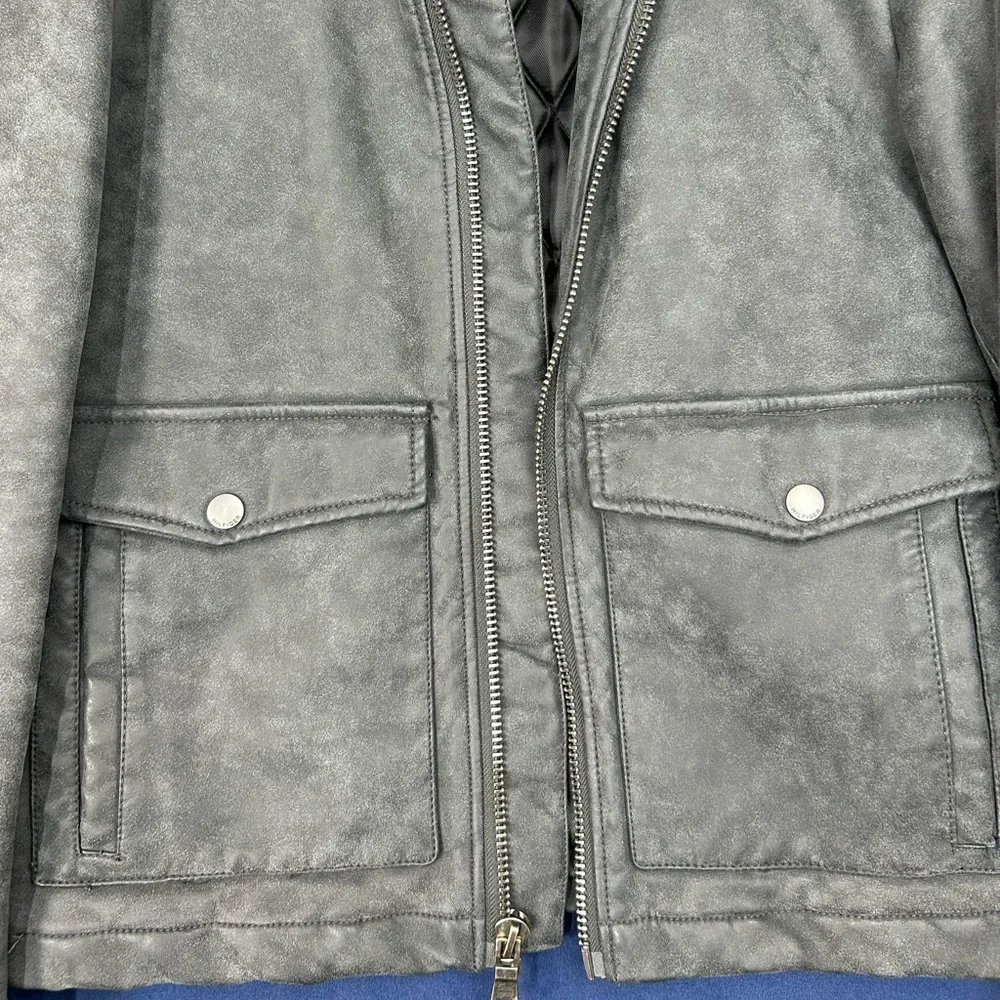 Tommy Hilfiger Men's‎ Faux Leather Moto Jacket Removable Collar